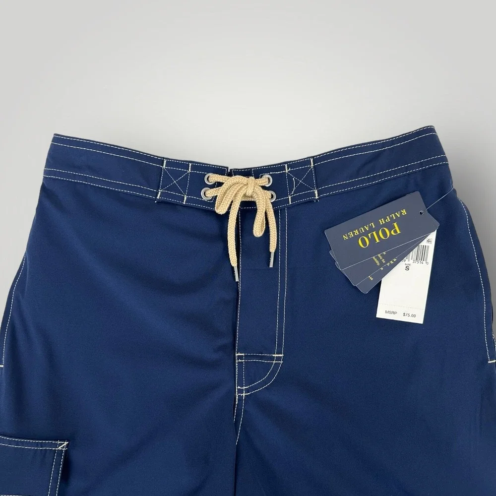 NEW $75 Polo Ralph Lauren Kaliua Swim Trunks Shorts Mens S Blue‎ w Red Pony Mesh